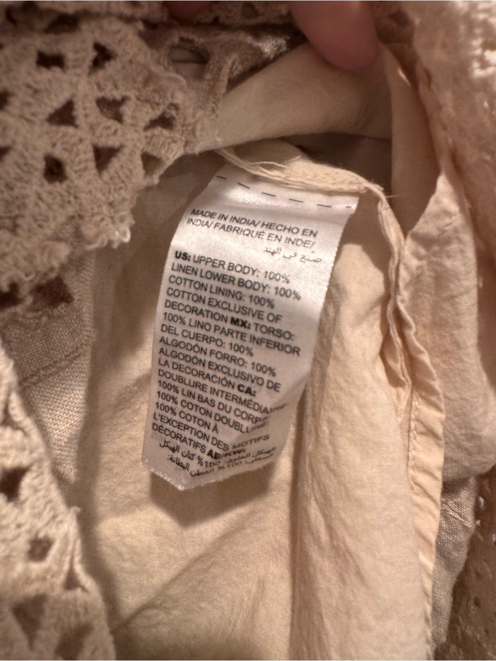 Chico's 100% Linen Cream Eyelet & Crochet Midi Skirt - Picture 3 of 6